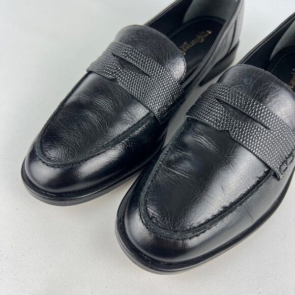 J McLaughlin Womens Concetta Black Leather Penny Loafer Flats Slip On size 6.5 - Picture 7 of 15